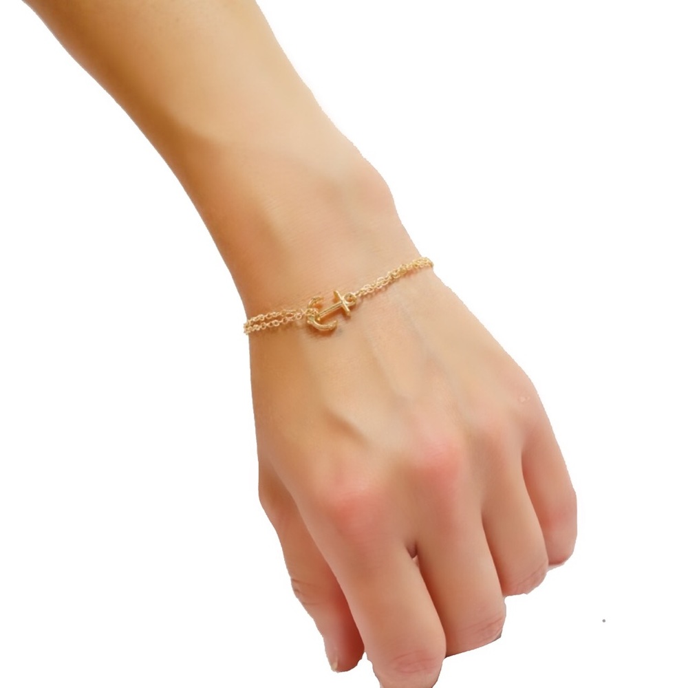 Brand new dainty gold anchor charm bracelet